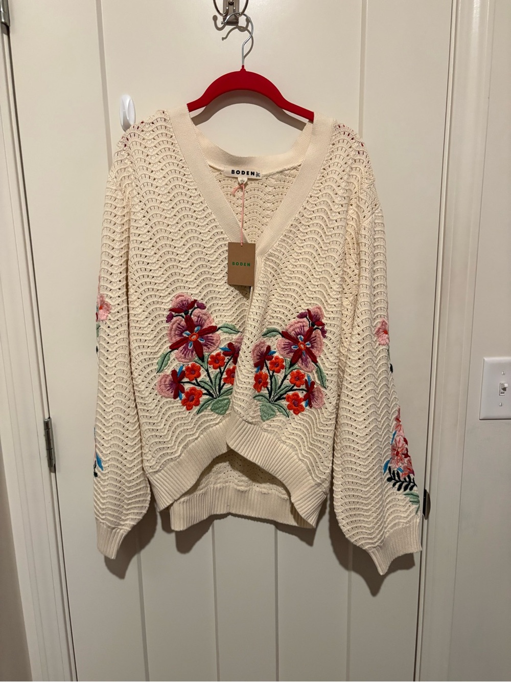 Boden Relaxed Cotton Stitch Cardigan
Ivory, Embroidery XL NWT - Picture 6 of 8